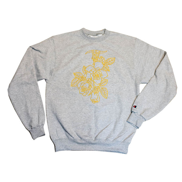 Front View Rose Gold II: Concrete Rose Sweatshirt Designed by Mike Rubendall