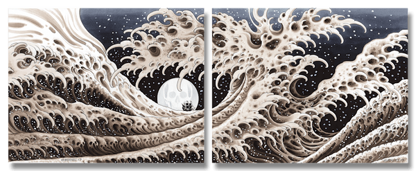 Great Wave Diptych Canvas Print by Mike Rubendall